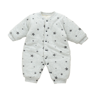 新生婴儿秋冬款夹棉连体衣男女宝宝冬装加厚小月龄外出抱抱服棉服