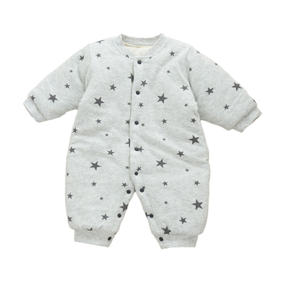 新生婴儿秋冬款夹棉连体衣