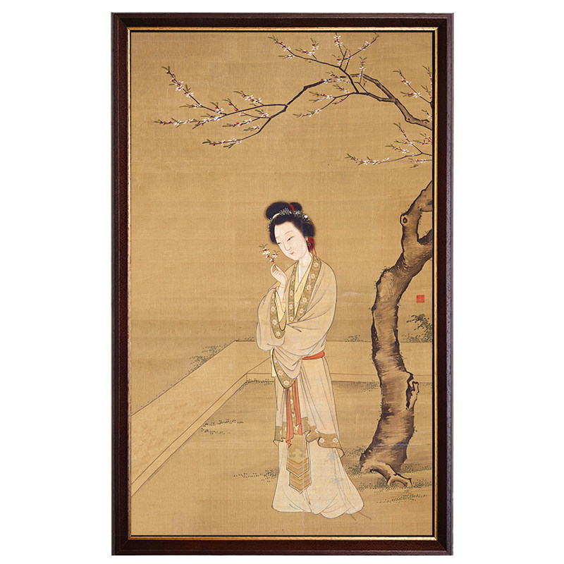 人面桃花图新中式人物中古挂画