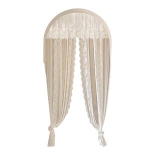 免打孔安装伸缩杆魔术贴网红法式蕾丝窗帘窗纱帘花边款门帘隔断