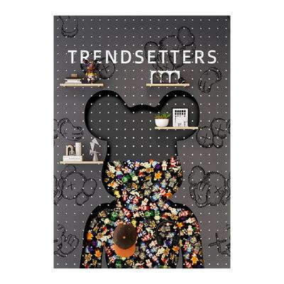 暴力熊图案洞洞板实木置物架入户玄关造型墙面装饰展示架定制