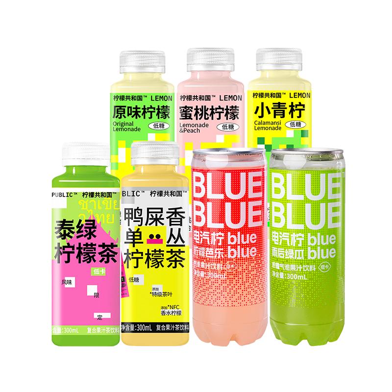 柠檬共和国全家福柠檬汁气泡果茶清爽饮料300ml*12瓶