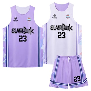 紫色双面球衣篮球服套装男学生秋冬加厚训练队服定制村ba团购060