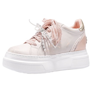 iiJin艾今25新款9cm超轻厚底内增高时尚复古擦色休闲板鞋女291GNL