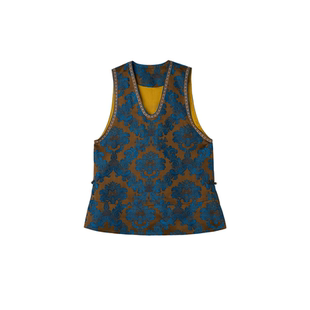 宫小妍【织锦·金岚】新中式中国风V领提花马甲裙6011601