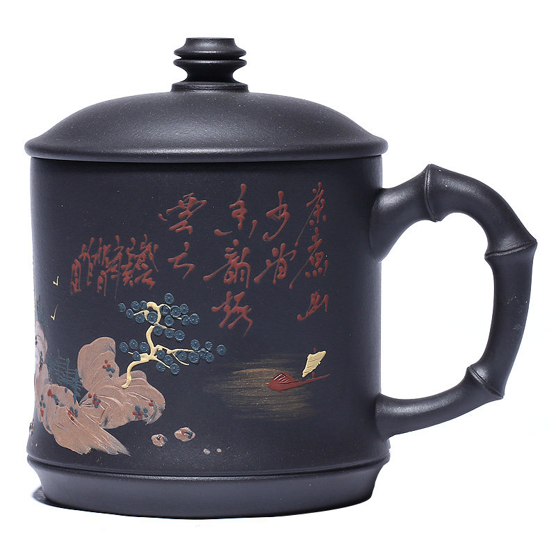 宜兴紫砂杯高端茶杯带盖泡茶杯子
