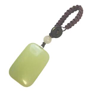 新品和田玉吊坠昆仑玉黄口料平安无事牌玉坠挂件钥匙链黄色牌子挂