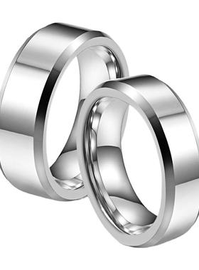 男女钨金简约高抛光戒指情侣对戒
