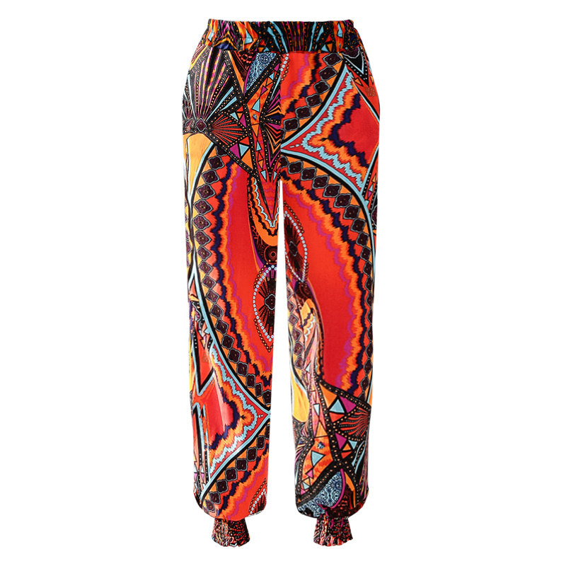 大码波西米亚沙滩裤夏泰国花裤灯笼裤海边度假民族风长裤阔腿裤女