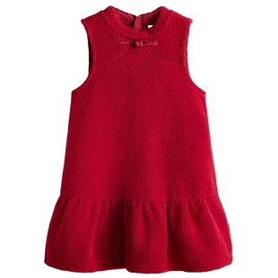 HM童装儿童女童裙子2026春季新款红色新中式拜年服连衣裙1313969