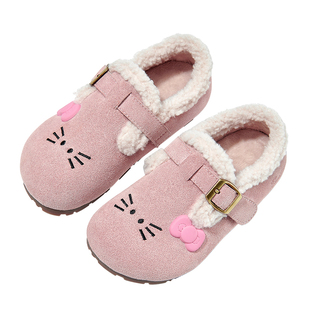 芭比童鞋儿童二棉鞋2025新款冬季加绒保暖女孩公主单鞋女童勃肯鞋