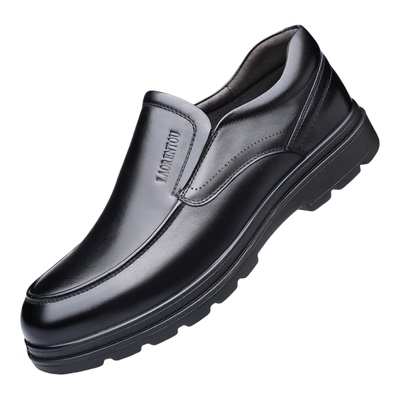 老人头皮鞋男真皮厚底休闲爸爸鞋