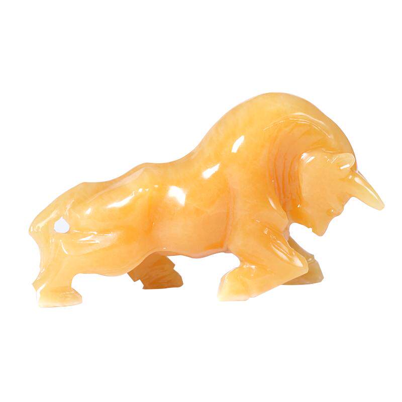巴西黄玉公牛摆件玉石工艺品饰品