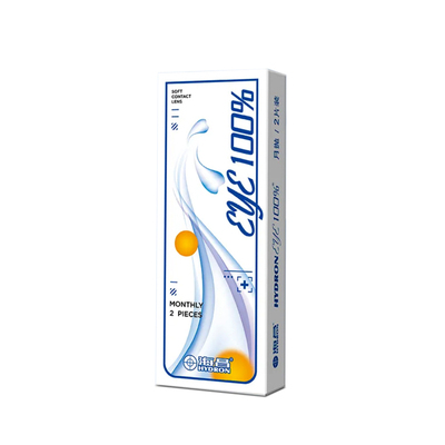 初戴优选】海昌eye100%月抛2片舒适轻薄隐形近视眼镜透明正品官方