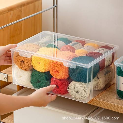 毛线收纳盒棉线编织毛线团桌面线材整理盒透明储物手工线盒工具箱