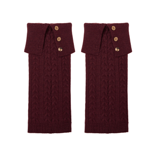 秋冬加厚灰色纽扣袜套堆堆袜配勃肯鞋百搭针织复古麻花腿套袜子女