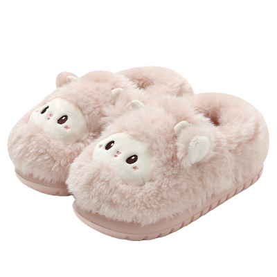 红豆棉拖鞋女款冬季包跟2025新款家居室内可爱保暖情侣毛绒棉鞋男