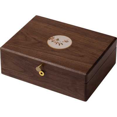 梵瀚实木首饰盒收纳盒带锁