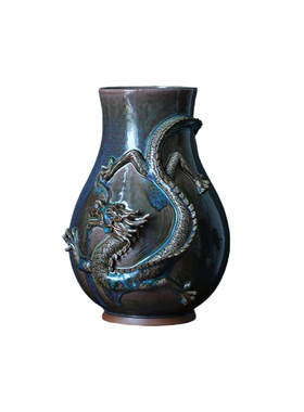 郗家全手工雕塑碳烧瓷器摆件钧瓷