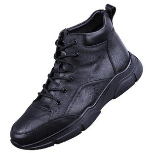 外贸高帮皮鞋男商务真皮冬季加绒保暖棉鞋男休闲运动鞋马丁靴男鞋