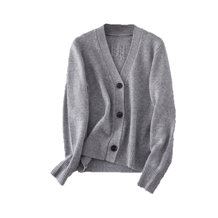 秋冬厚款!简约开司米羊绒针织衫纯色外套单排扣开衫外搭毛衣女