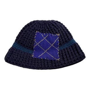 韩系复古贴布针织渔夫帽大头围显脸小盆帽秋冬防寒保暖毛线帽冷帽