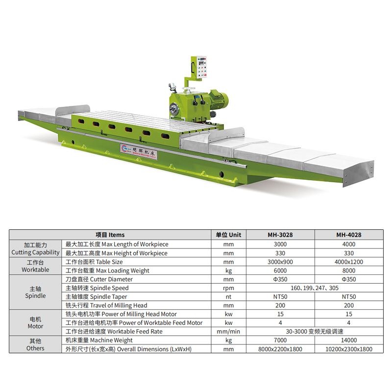明晖卧式单面数控铣床 卧式端面铣床 单柱铣床 MH-3028 MH-4028