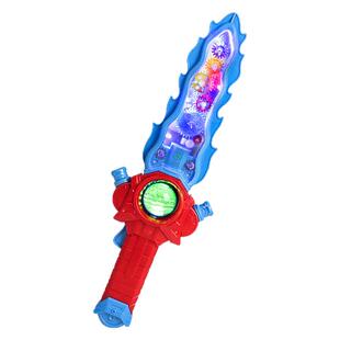 发光电锯宝剑电动玩具齿轮长剑震动光剑儿童发光电锯地摊