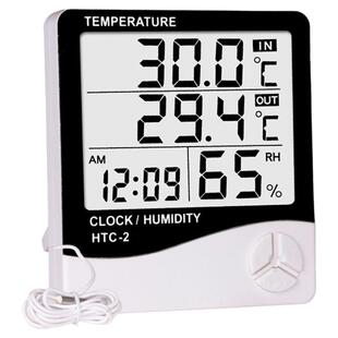 HTC-2电子温湿度计高精度家用室内养殖鱼缸冰箱水族水温计带探头
