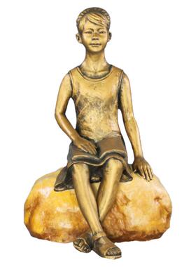 玻璃钢读书小女孩雕像校园仿铜