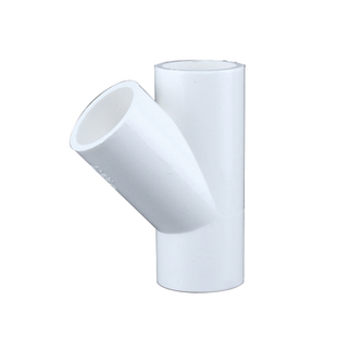 PVC斜三通45度Y型三通接头给水管配件空调滴水4分塑料管件20 2532