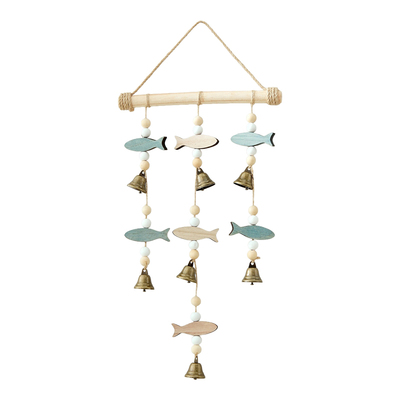 地中海木质小鱼铃铛挂饰空中吊饰