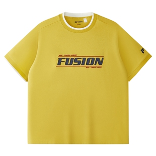 章昊同款FILA FUSION斐乐男针织短袖t恤026夏季新款凉感宽松上衣