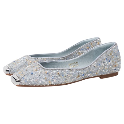 星期六女单鞋春款优雅满钻方头一脚蹬舒适芭蕾舞平底鞋SSE1111149