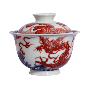 景德镇小桥窑主人杯盖碗仿元青花龙纹茶杯壶承陶瓷家用功夫茶具