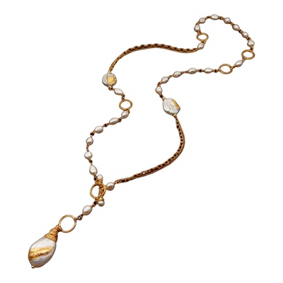 天然淡水珍珠巴洛克大珍珠项链女正品大气风毛衣链小香风气质风