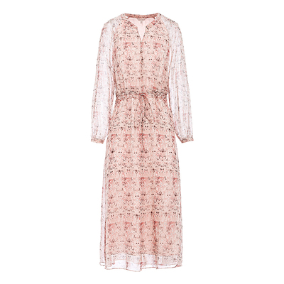 JESSIE花卉收腰印花连衣裙中长裙