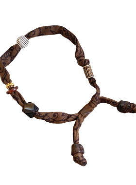 秋冬咖色丝绒腰果花丝巾项链