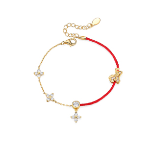 卡蒂罗幸运小马驹手链女925银红绳四叶草本命年新年生肖马年礼物