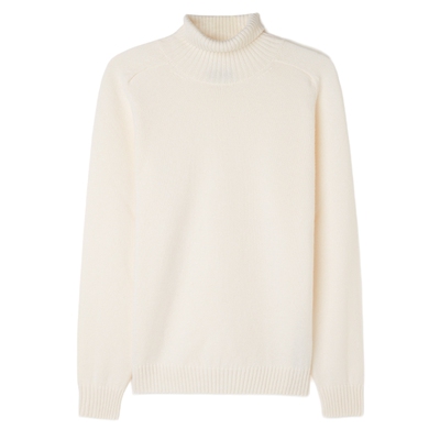 FALCONERI男士休闲长袖毛衣原色新年山羊绒运动高领衫毛衣UML428B