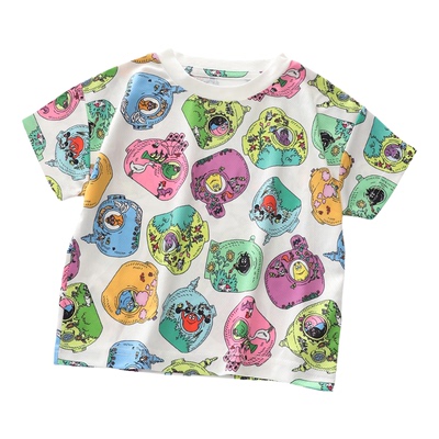 日单90-100夏天小童巴巴爸爸薄软速干短袖上衣宝宝kitty猫套头T恤