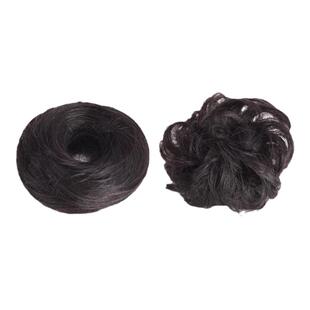 新中式真发丸子头假发圈自然蓬松低扎花苞头饰汉服古风旗袍盘发包