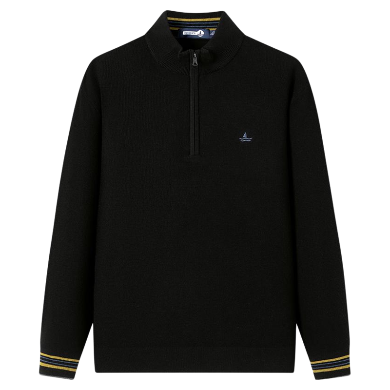 Navigare意大利小帆船黑色半拉链毛衣男士秋冬新款休闲套头针织衫