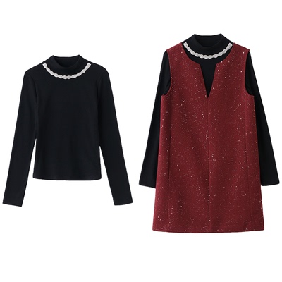 打底衫马甲背心连衣裙两件套