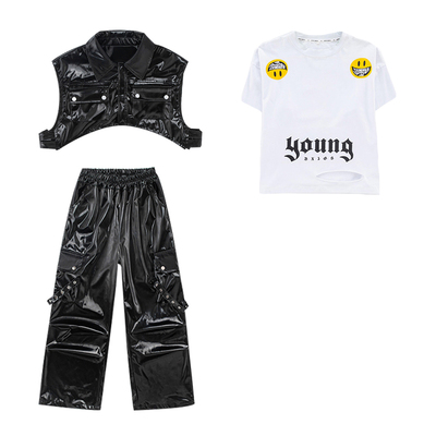 少儿hiphop架子鼓皮衣皮裤马甲酷