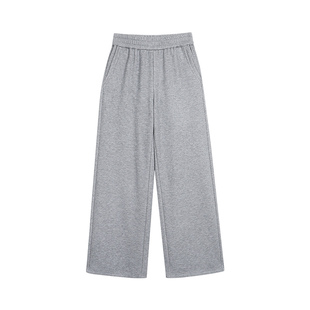 NEVA HU素调随性 米杏色宽松运动休闲裤女设计感阔腿卫裤拖地长裤