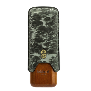 Lubinski鲁宾斯基雪松木内胆超纤维皮2/3支装雪茄套便携雪茄盒