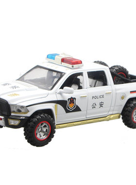 仿真合金六开门道奇公羊皮卡警车