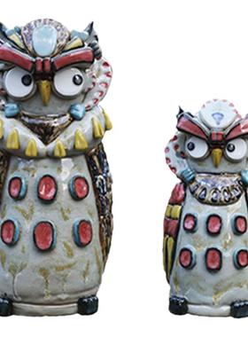 猫头鹰景德镇陶瓷新中式风摆件