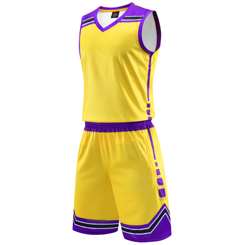 成人儿童篮球服套装球衣夏季背心比赛训练队服定制印字 216黄色